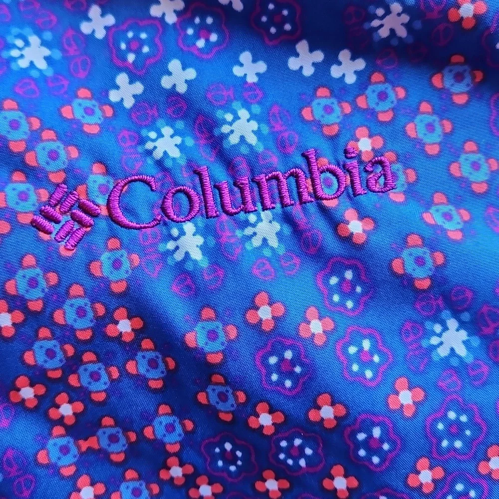 Columbia Reversible Blue And PINK Floral Puffer Fleece Jacket XL (18/20)